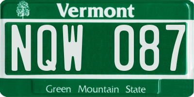 VT license plate NQW087