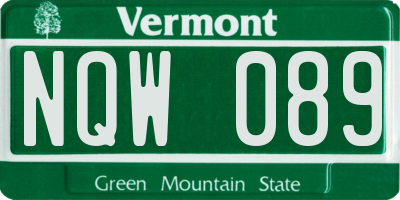 VT license plate NQW089