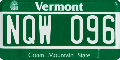 VT license plate NQW096