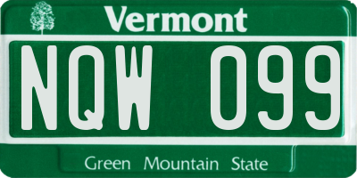 VT license plate NQW099