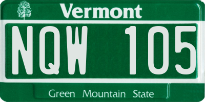 VT license plate NQW105