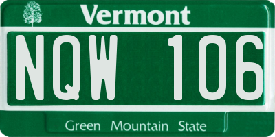 VT license plate NQW106