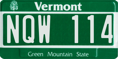 VT license plate NQW114