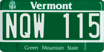 VT license plate NQW115