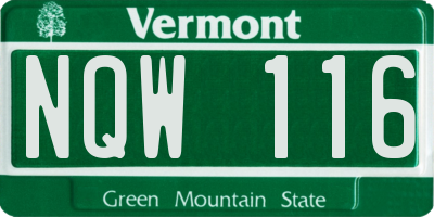 VT license plate NQW116