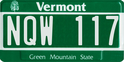 VT license plate NQW117