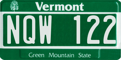 VT license plate NQW122