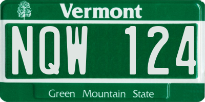 VT license plate NQW124