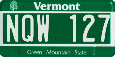 VT license plate NQW127