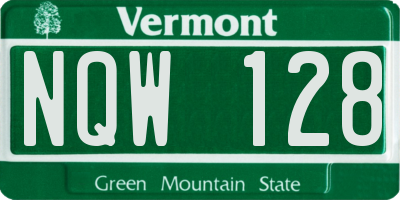 VT license plate NQW128