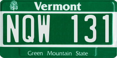 VT license plate NQW131