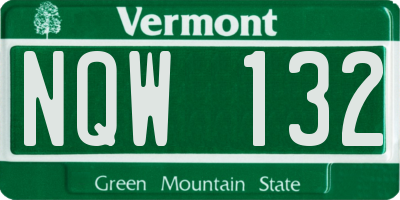 VT license plate NQW132
