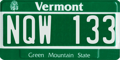 VT license plate NQW133