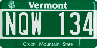VT license plate NQW134