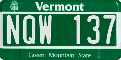 VT license plate NQW137