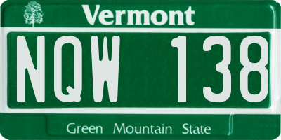 VT license plate NQW138