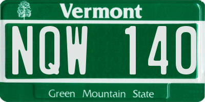 VT license plate NQW140
