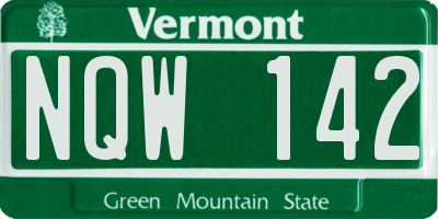 VT license plate NQW142