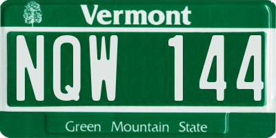 VT license plate NQW144