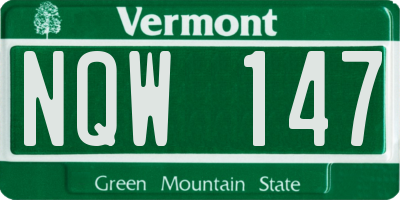 VT license plate NQW147
