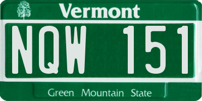 VT license plate NQW151