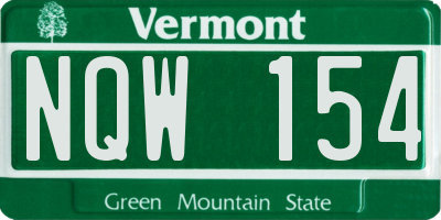 VT license plate NQW154