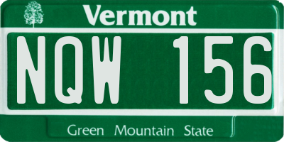 VT license plate NQW156