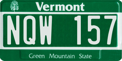 VT license plate NQW157