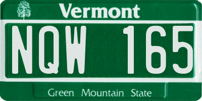 VT license plate NQW165