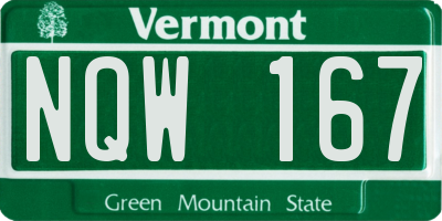 VT license plate NQW167