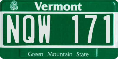 VT license plate NQW171