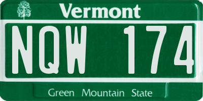 VT license plate NQW174