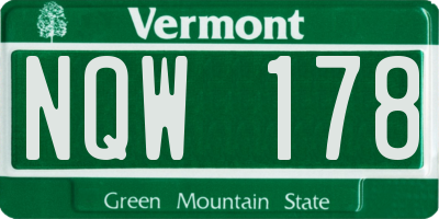 VT license plate NQW178