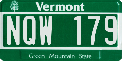 VT license plate NQW179