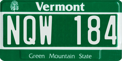 VT license plate NQW184