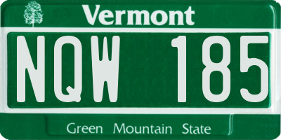 VT license plate NQW185