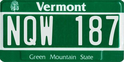 VT license plate NQW187