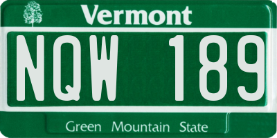 VT license plate NQW189