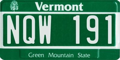 VT license plate NQW191