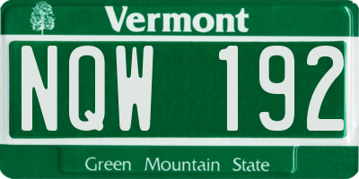 VT license plate NQW192