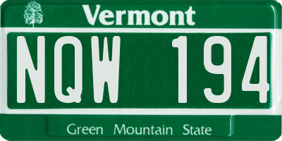 VT license plate NQW194
