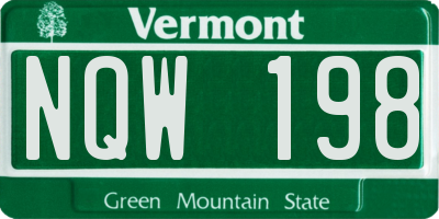 VT license plate NQW198
