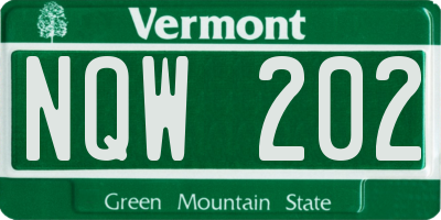 VT license plate NQW202