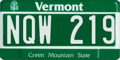 VT license plate NQW219