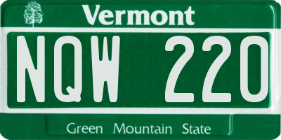 VT license plate NQW220