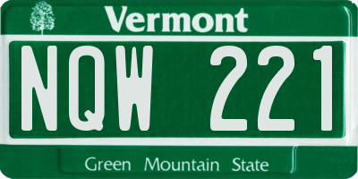 VT license plate NQW221
