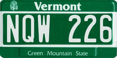 VT license plate NQW226