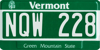 VT license plate NQW228