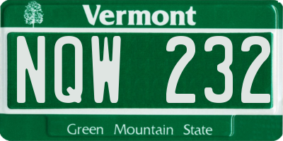 VT license plate NQW232