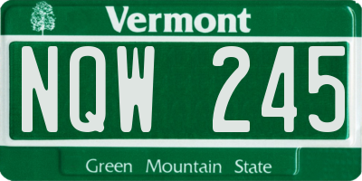 VT license plate NQW245